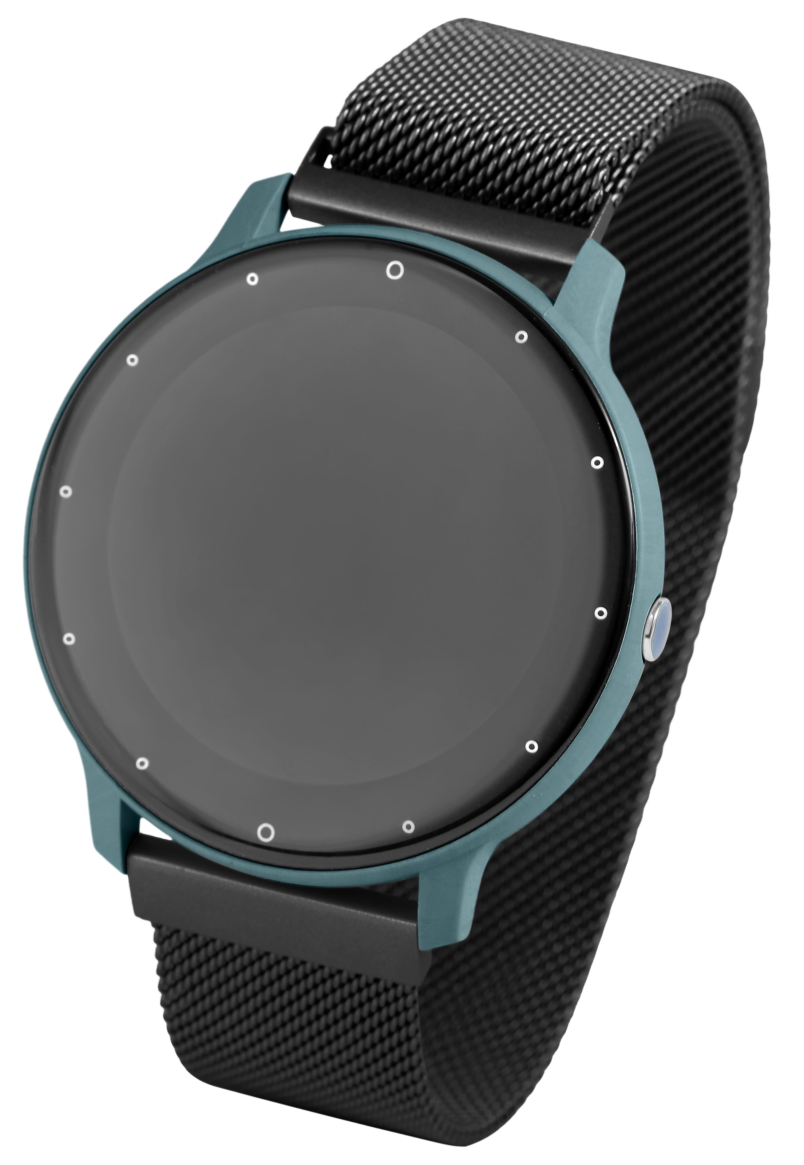 TimeTech Smartwatch mit Mesharmband, schwarz/blau