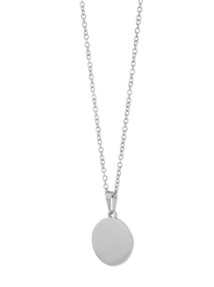 "Tabea" Edelstahlkette mit Gravurplatte, 43+5cm, silberfarben