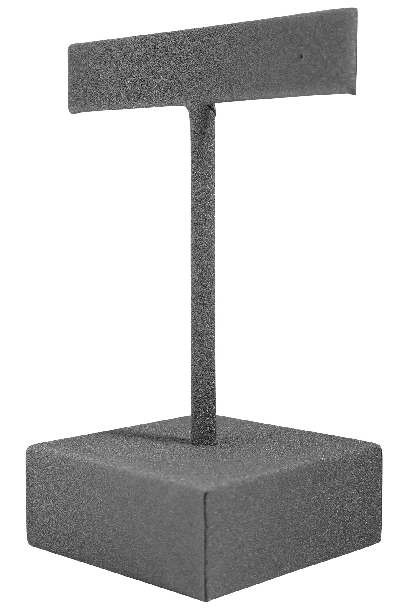 Aufsteller für Ohrringe/ Ohrhänger/ Creolen (Dekoserie Soft), PU-bezogen, 8 cm, grau