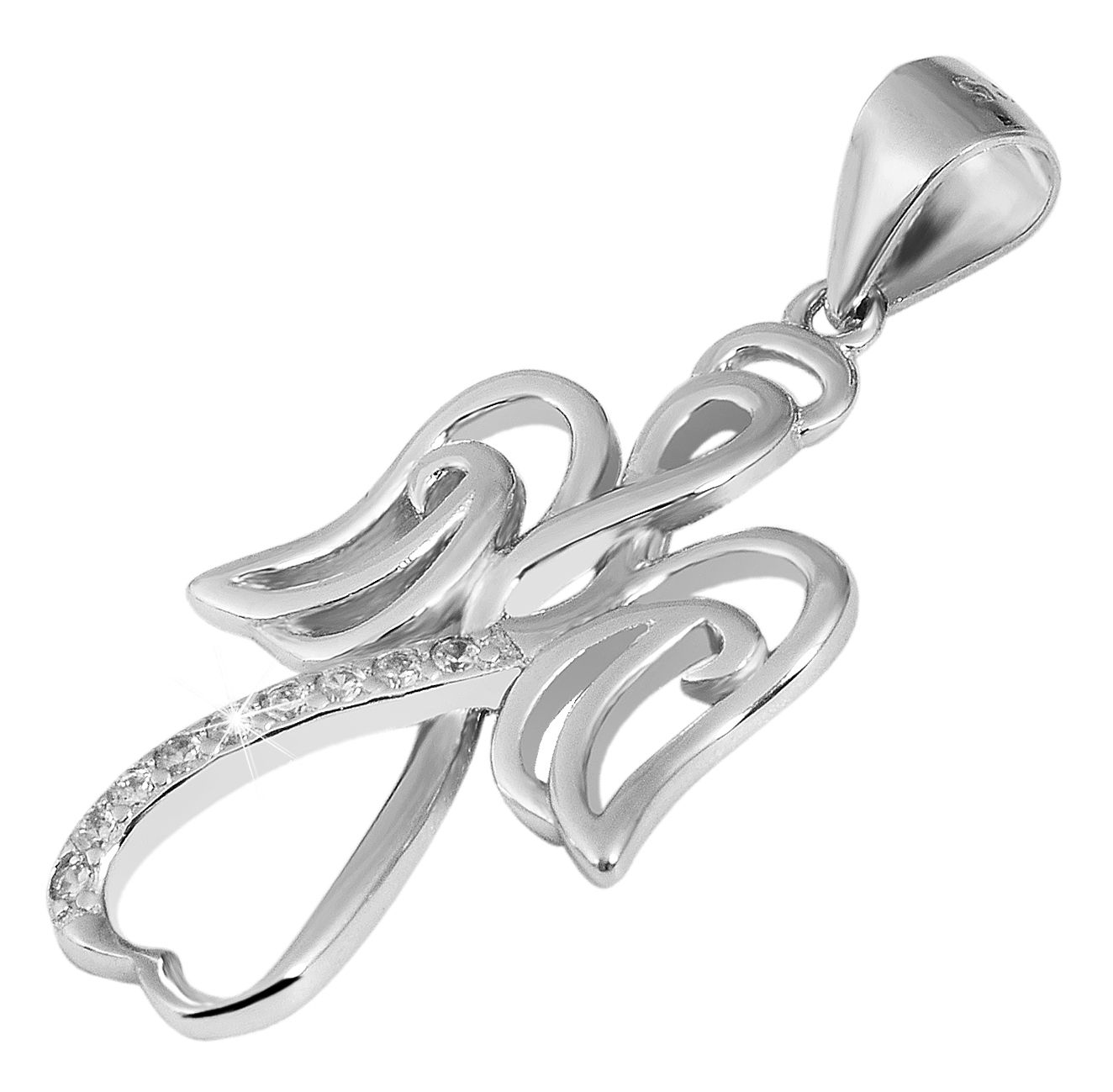 925/- Echt Silber Anhänger "Evelina" - Schutzengel mit Zirkoniabesatz, rhodiniert (ohne Kette)