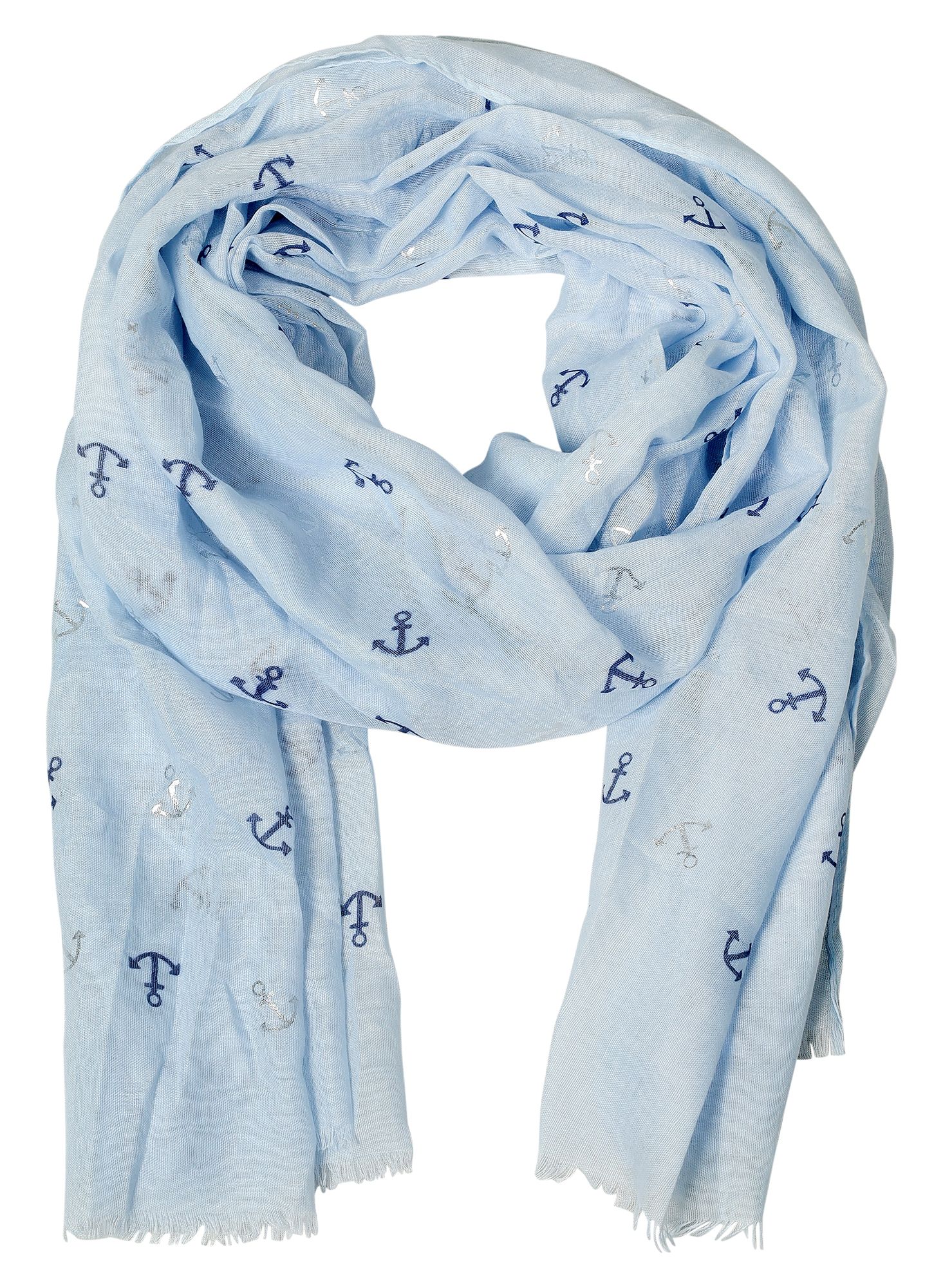 Schalpaket farblich sortiert, 100% Polyester, VE 12, 185 x 70 cm, maritim, Silberner Anker