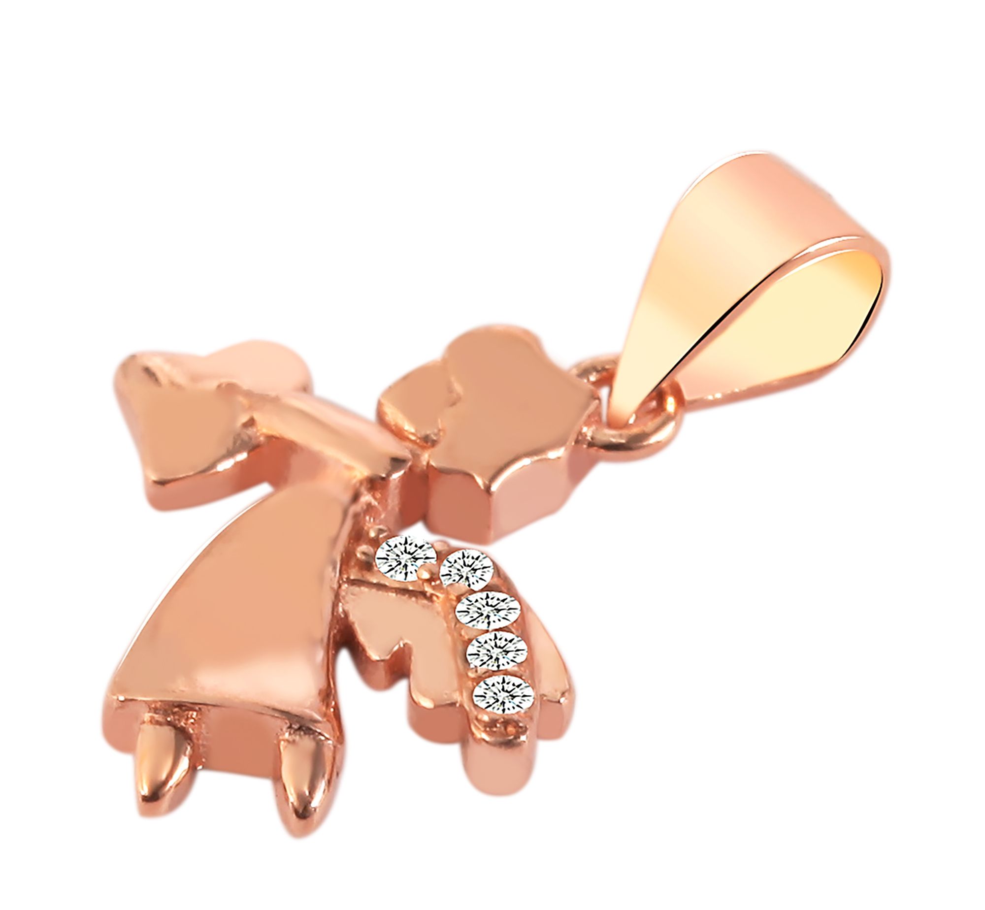 925/- Echt Silber Anhänger ohne Kette "Duska", Engel, Zirkoniabesatz, rosévergoldet