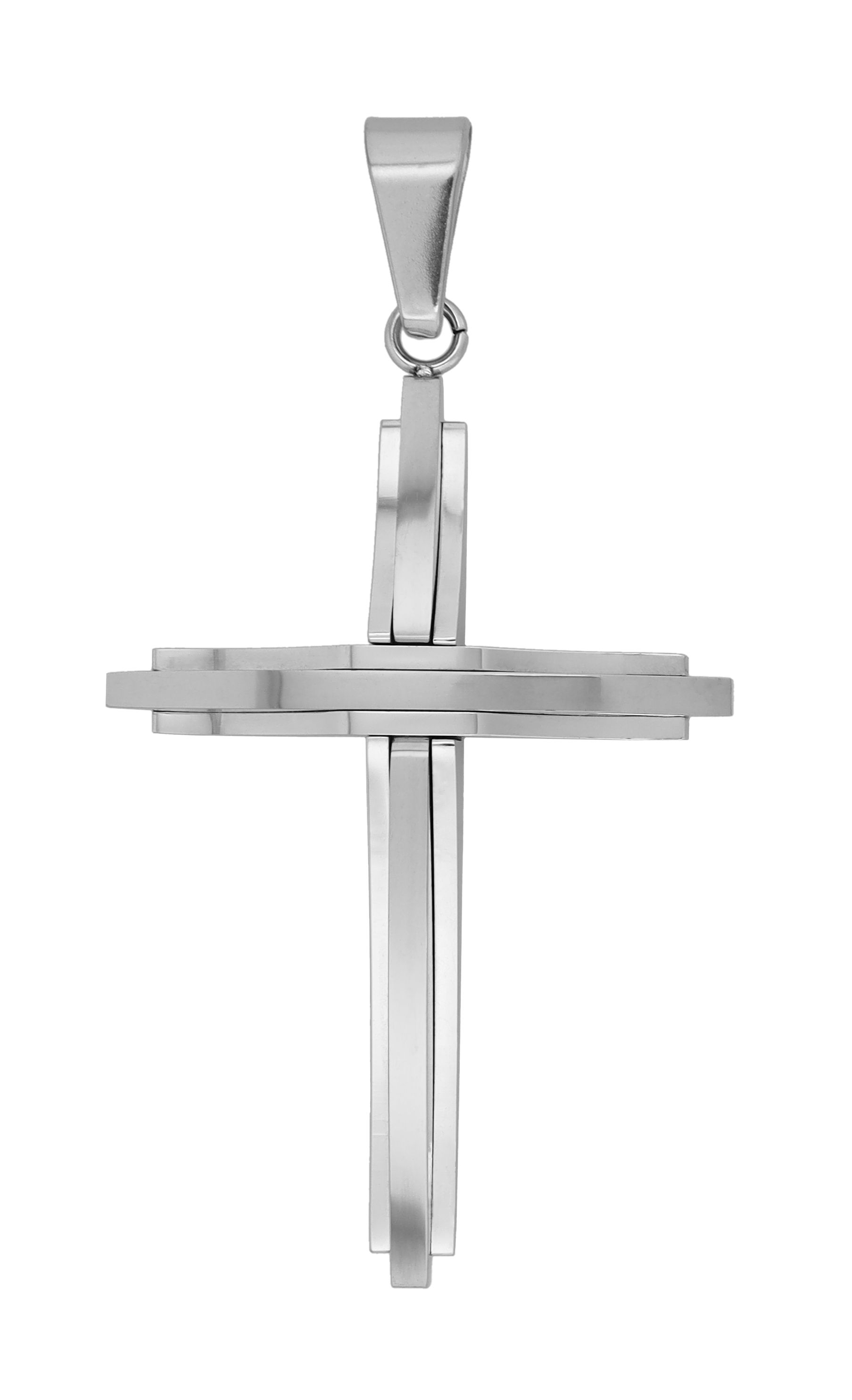 "Wyat" Edelstahl Anhänger - massives Kreuz, silberfarben