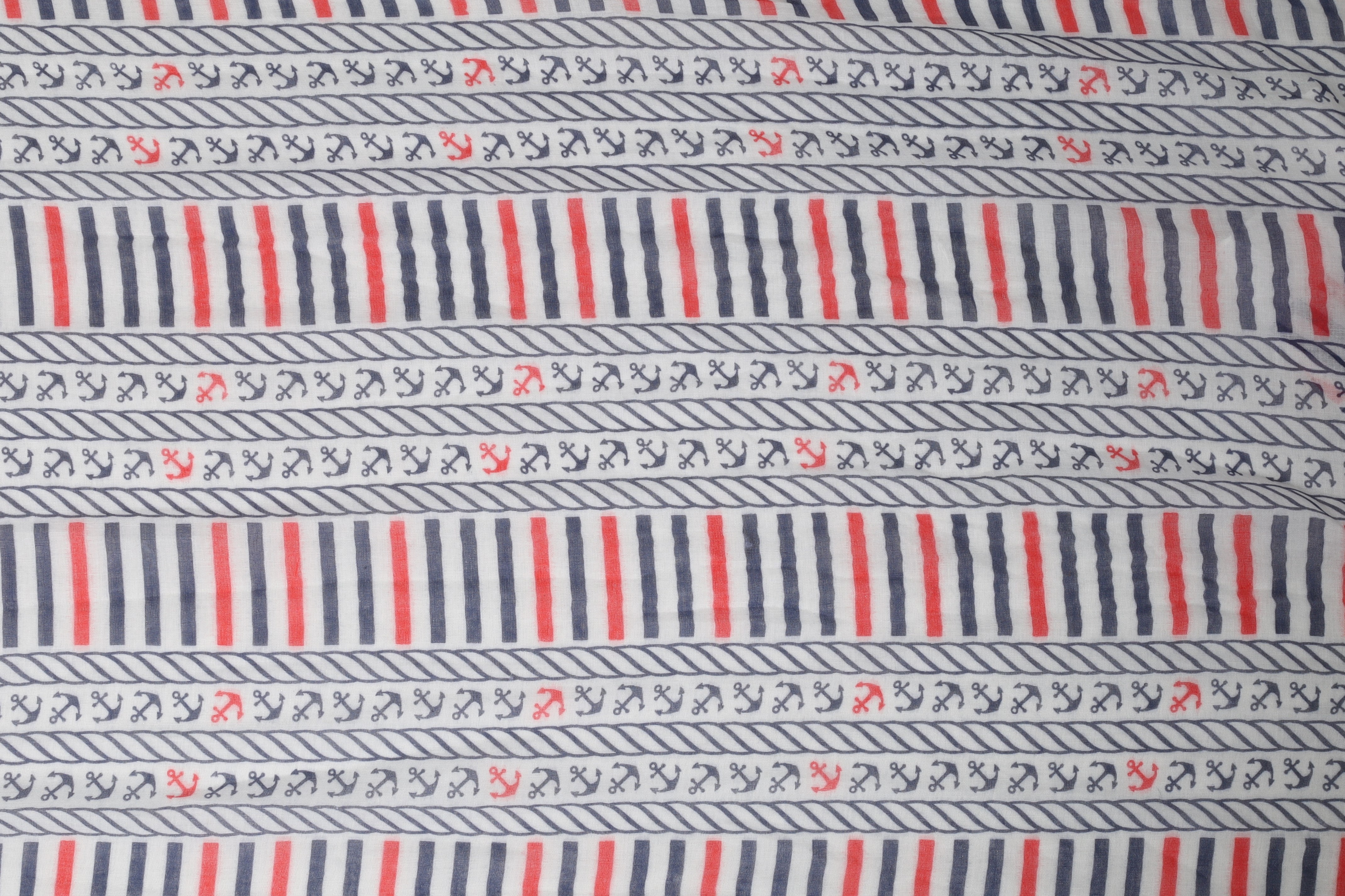 Schalpaket, 70 x 180 cm, 30% Baumwolle 70% Viskose, VE 4, weiß/ blau/ rot + Anker