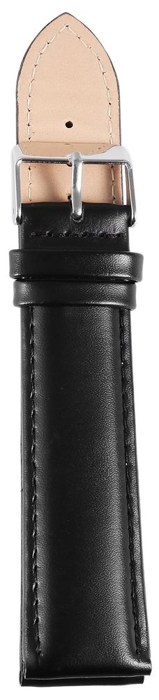 Echtleder Uhrenarmband, Edelstahl Dornschließe, schwarz, Antoßbreite 22 mm