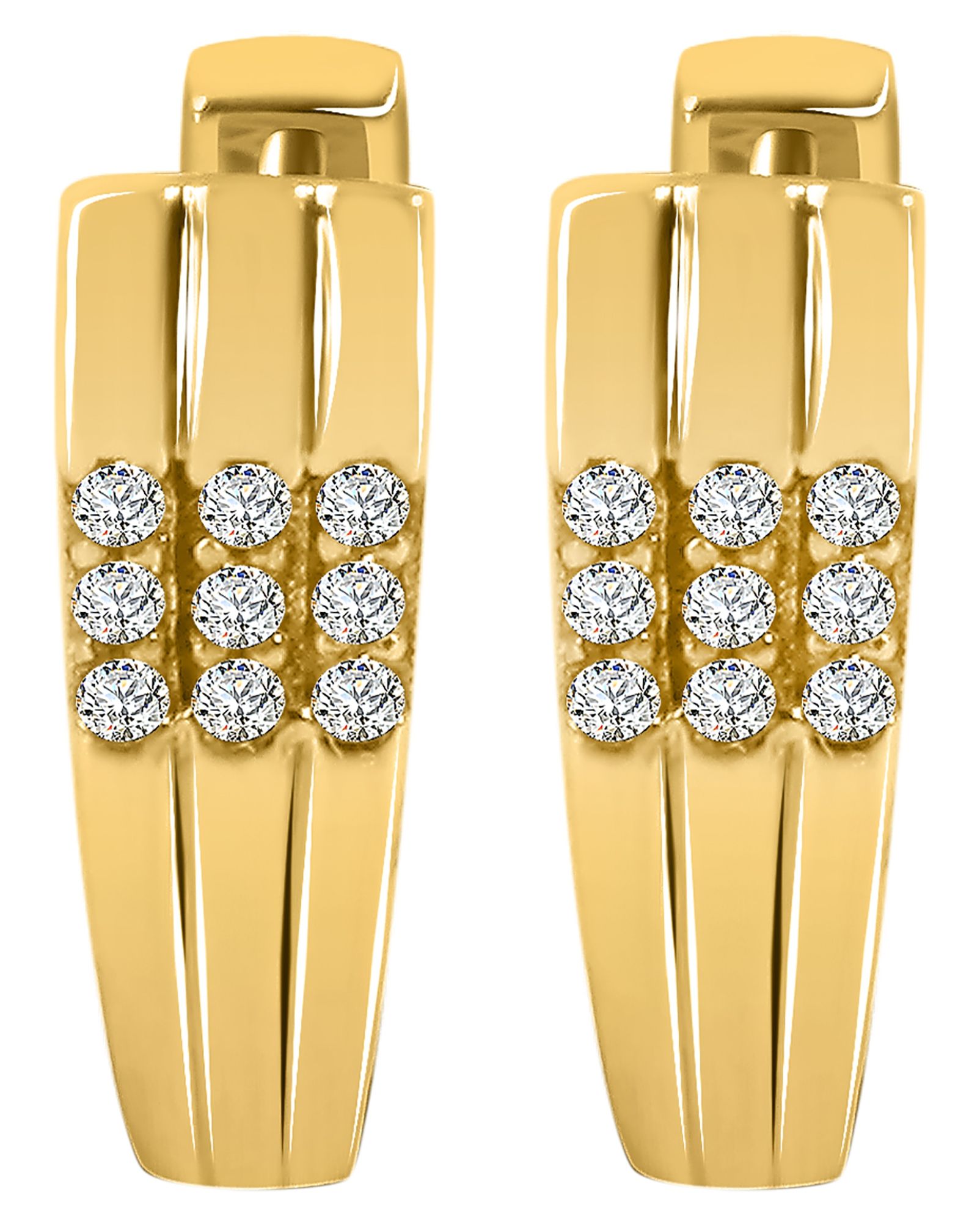 333/- Gold Klapp-Creolen "Leevi", U-Form, Zirkoniabesatz, Gelbgold, 8 Karat