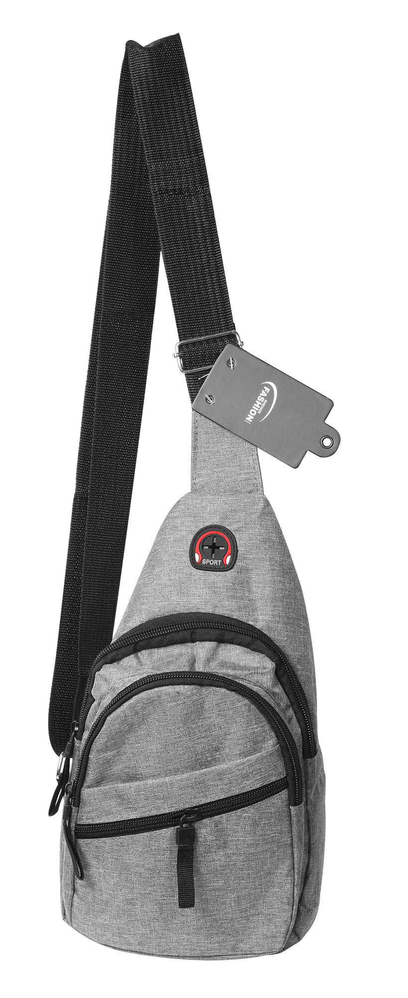 Brusttasche aus Textil mit verstellbaren Gurt, grau