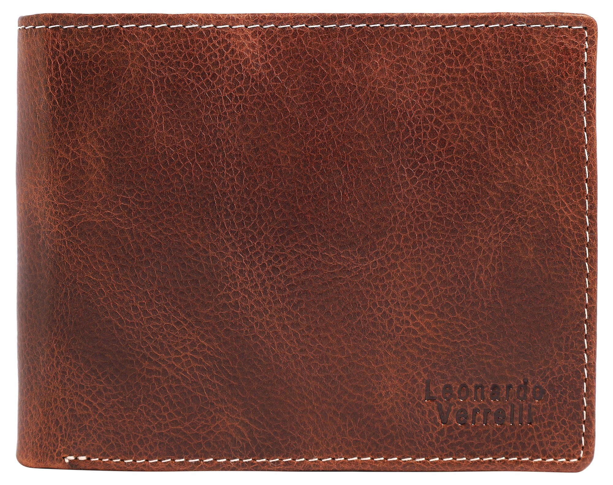 Leonardo Verrelli, Echtleder (Distressed Hunter) Geldbörse, RFID, Querformat, braun