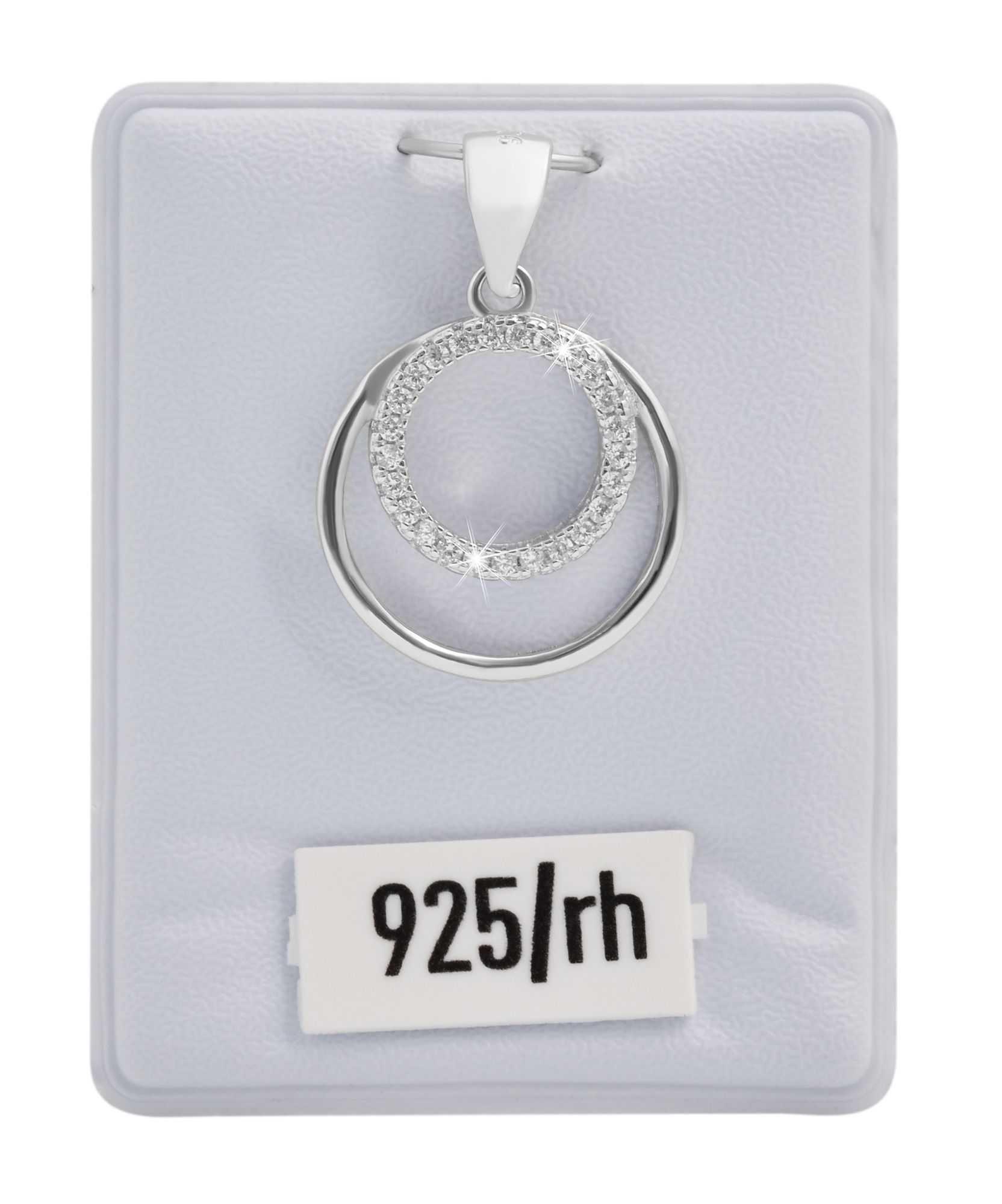 "Lilian" 935/- Echtsilber Anhänger, Ring, Zirkoniabesatz, Ø 15,5 mm, rhodiniert