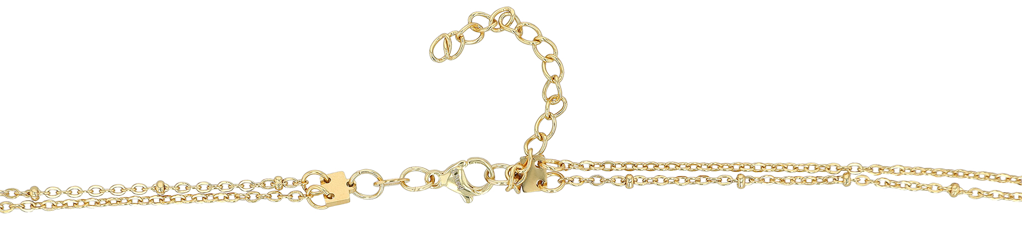 "Eline" Edelstahl Layering Kette mit Plättchen, 40/ 45 + 5 cm, goldfarben