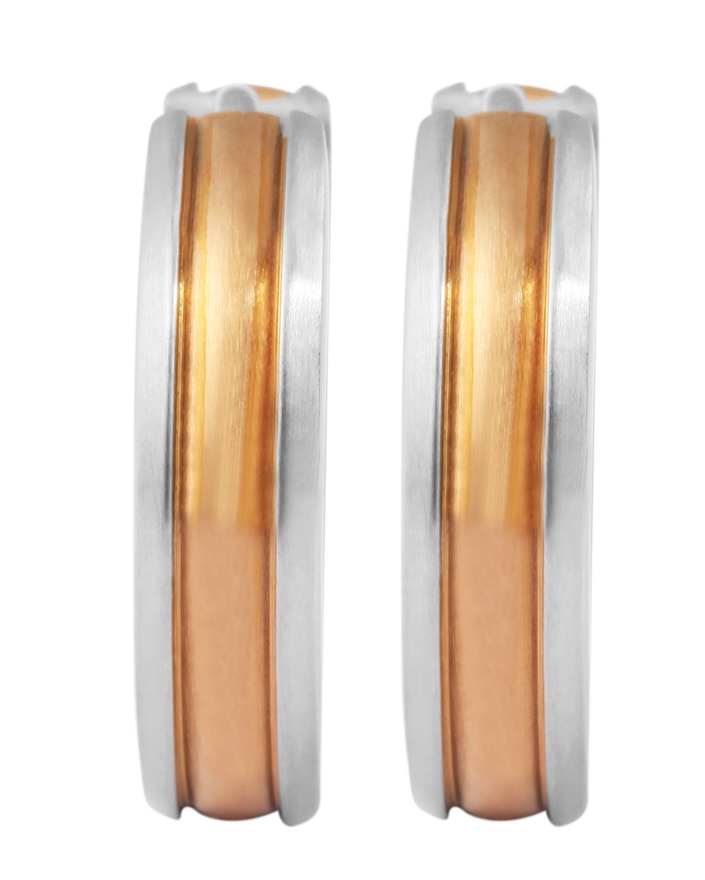 "Ilene" Edelstahl Klapp-Creolen Ø 12 mm, bicolor (silberfarben/ rosegoldfarben)