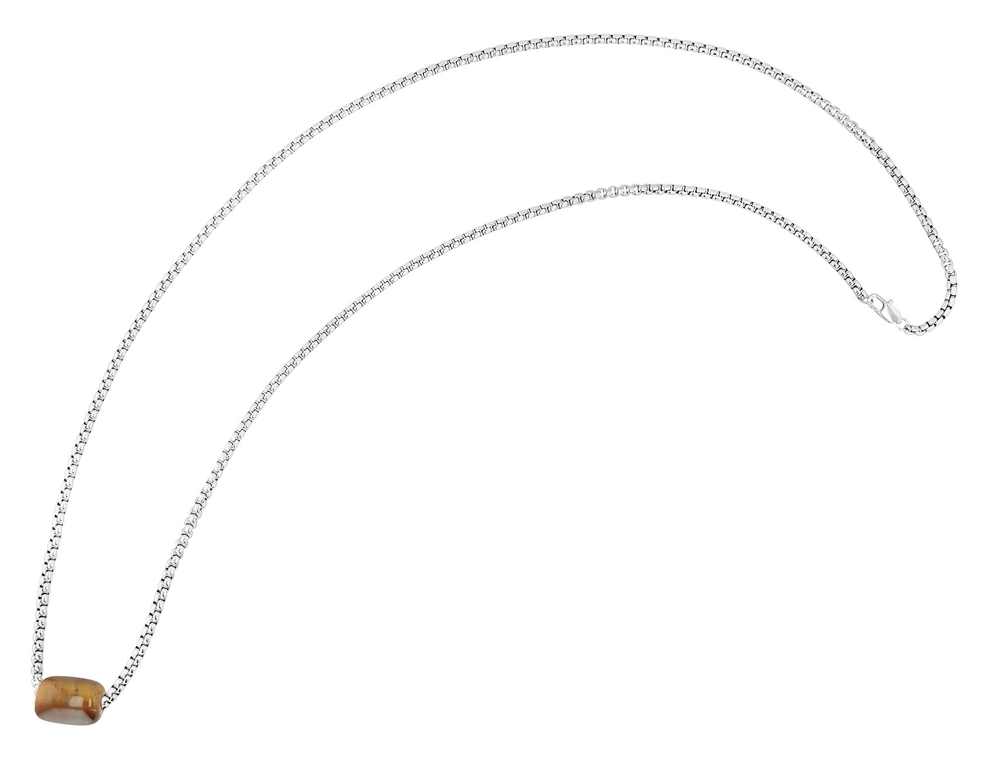 Akzent Halskette mit braunem Katzenauge Anhänger, 61 cm