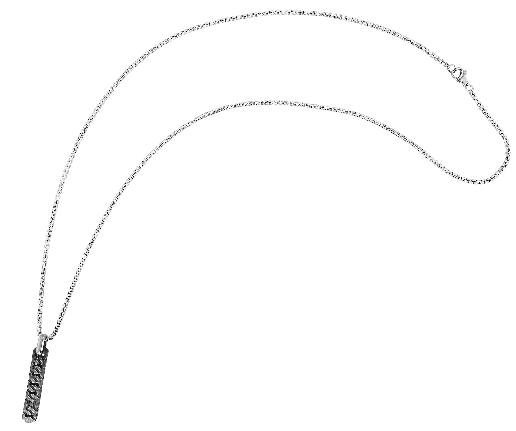 "Berno" Edelstahlkette mit schwarzem Anhänger, 60 cm