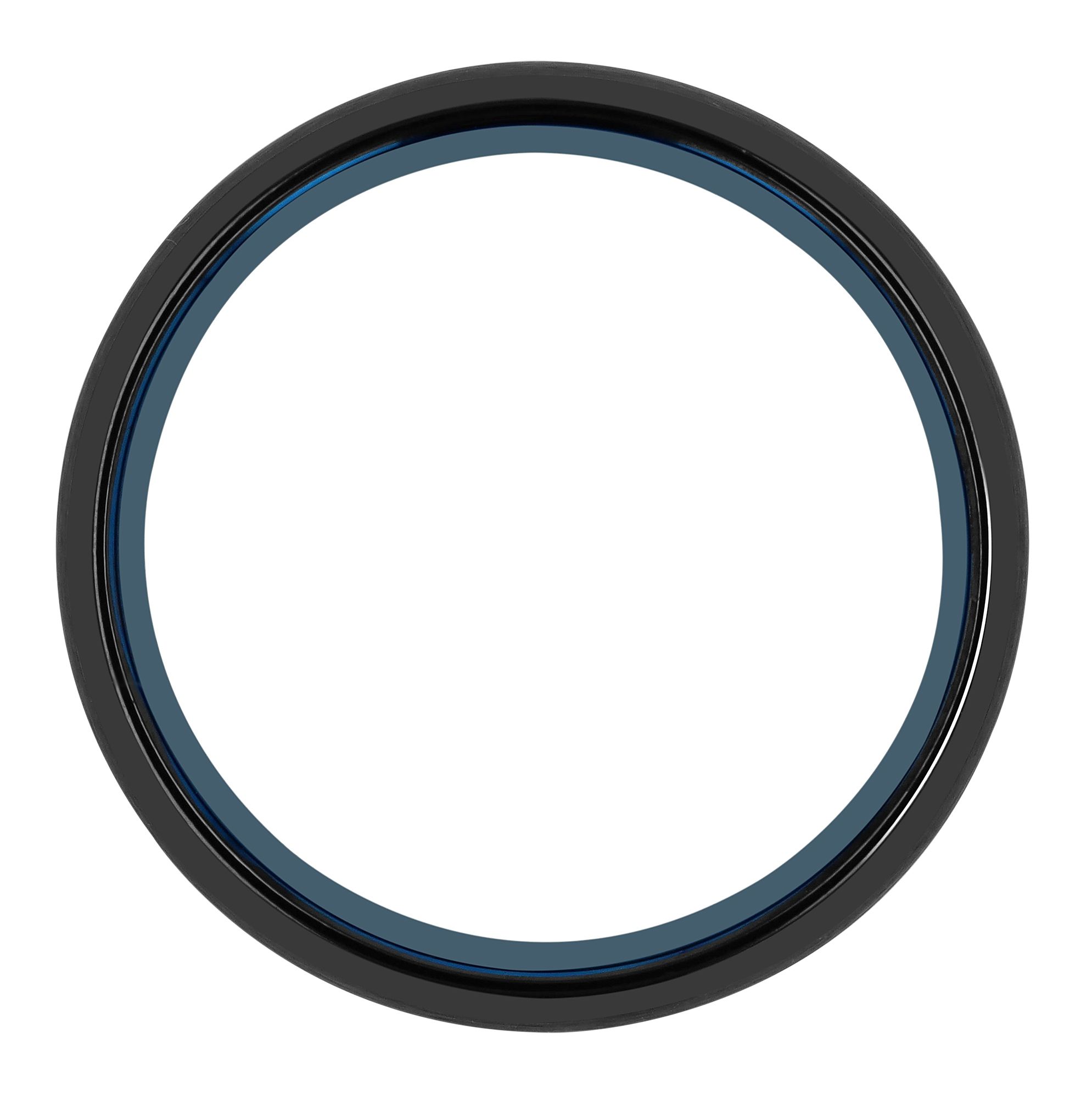 "Charcoal" Herrenring aus Tungsten, schwarz/ innen blau - matt/poliert, Gr. 68