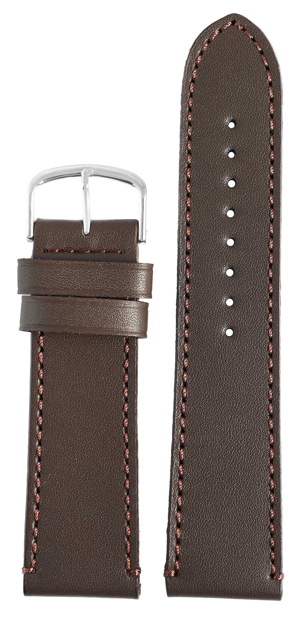 Echtleder-Uhrenarmband, dunkelbraun, 18 mm
