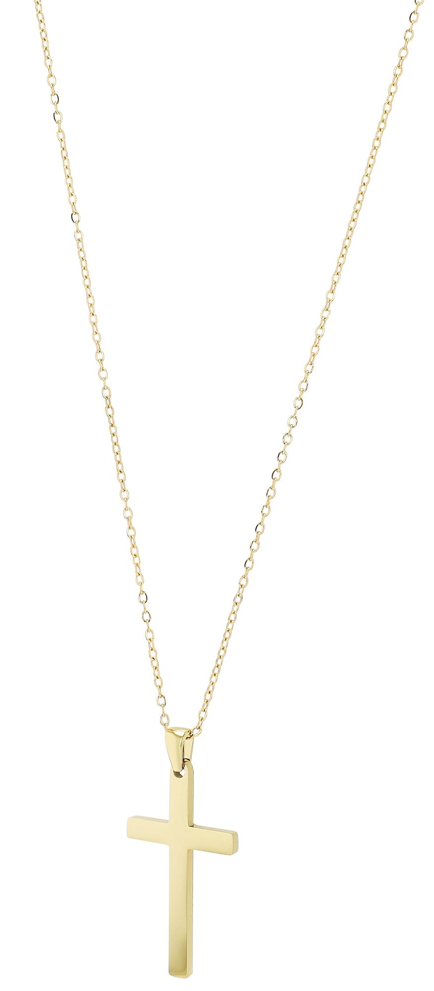 "Monali" Edelstahl Schmuckset - Kette & Ohrstecker - Kreuz, goldfarben