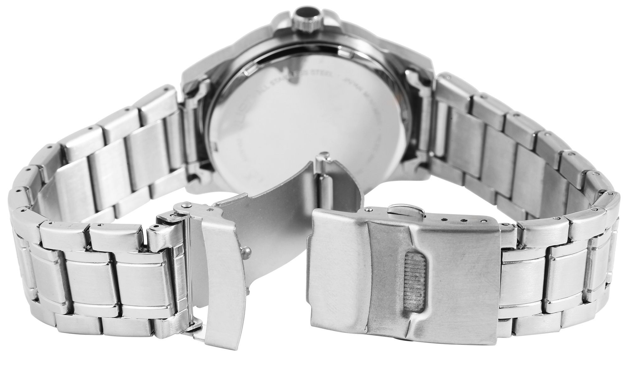Just "Baroon" Herrenuhr mit Edelstahlband, 3-Zeiger, Datumsanzeige, silberfarben, schwarzes ZB