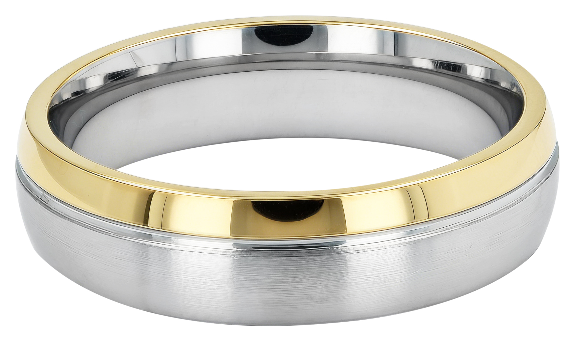 "Heart's Duo" Herren-Partnerring Gr 56 aus Edelstahl, bicolor (silberfarben/ goldfarben)