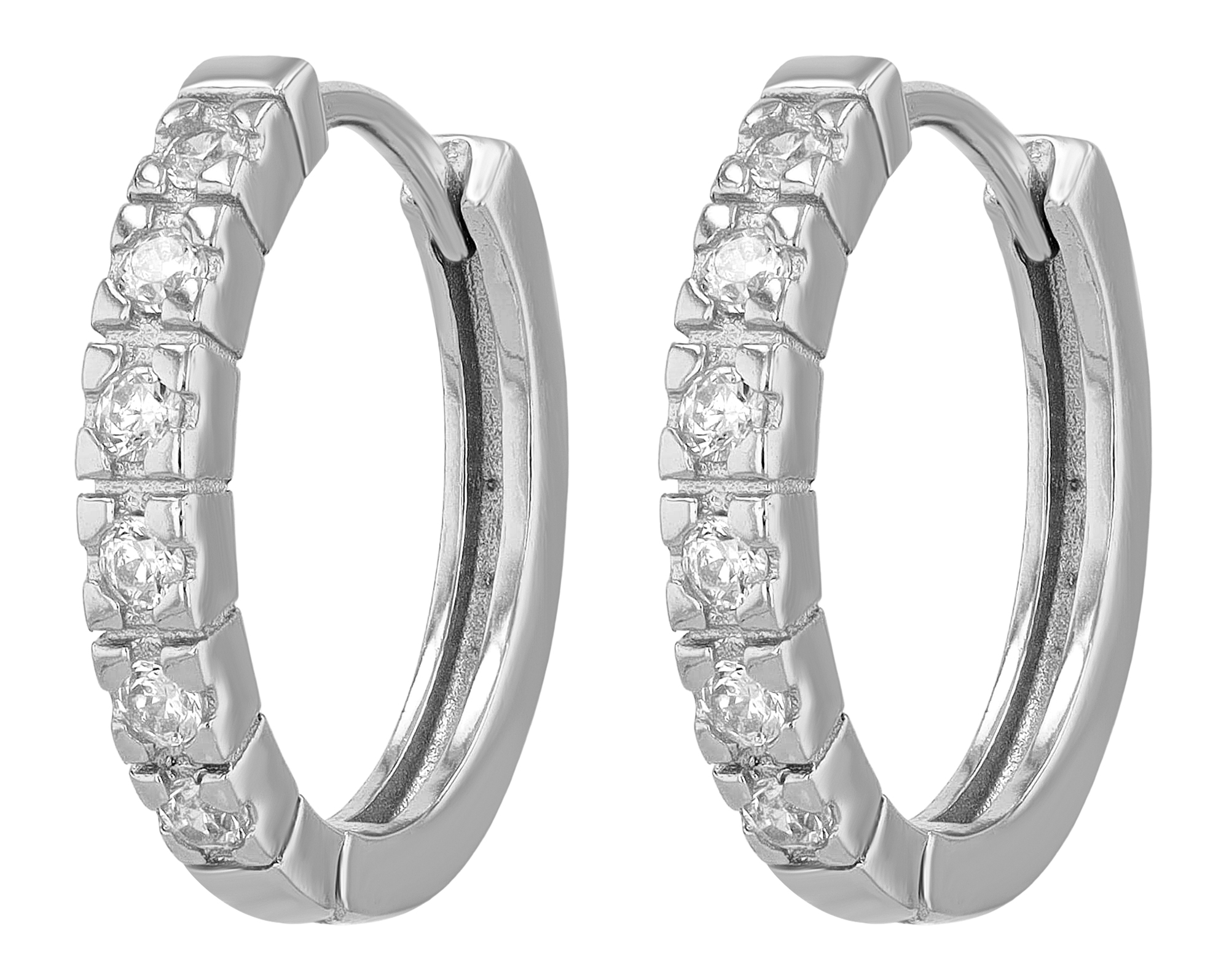 "Gea" 925/- Echt Silber Creolen Ø 14 mm mit Zirkonia, rhodiniert