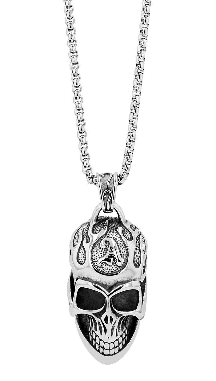 "Tomsen" Kette mit Anhänger - Totenkopf, Edelstahl, 60 cm/ 3 mm