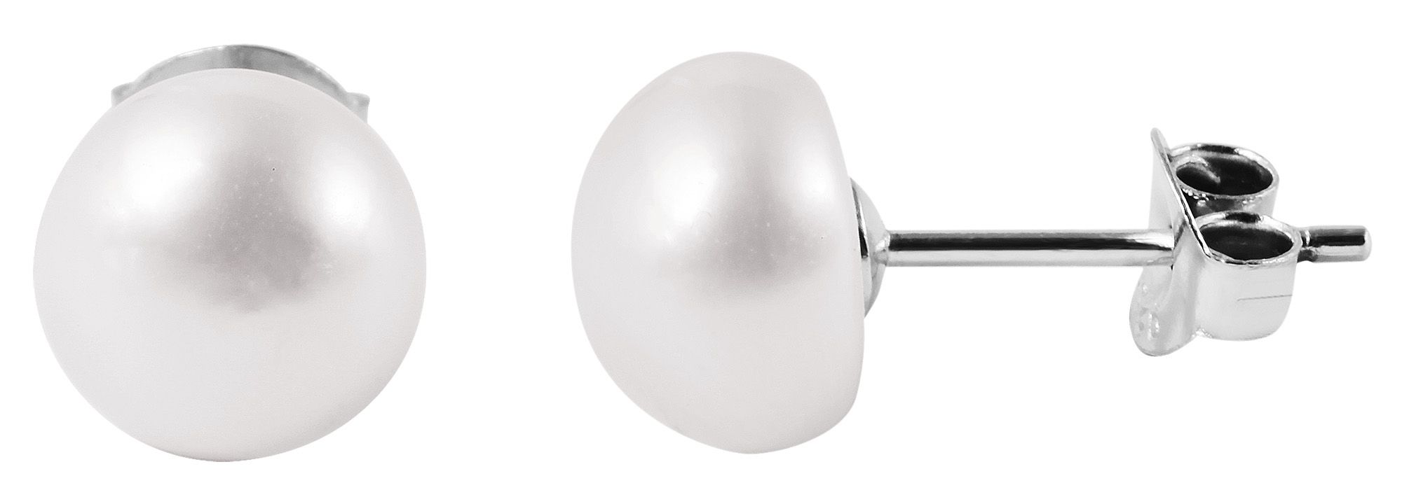 "Paula" 925/- Echtsilber Ohrstecker - Süßwasserperle Ø 5 mm, rhodiniert