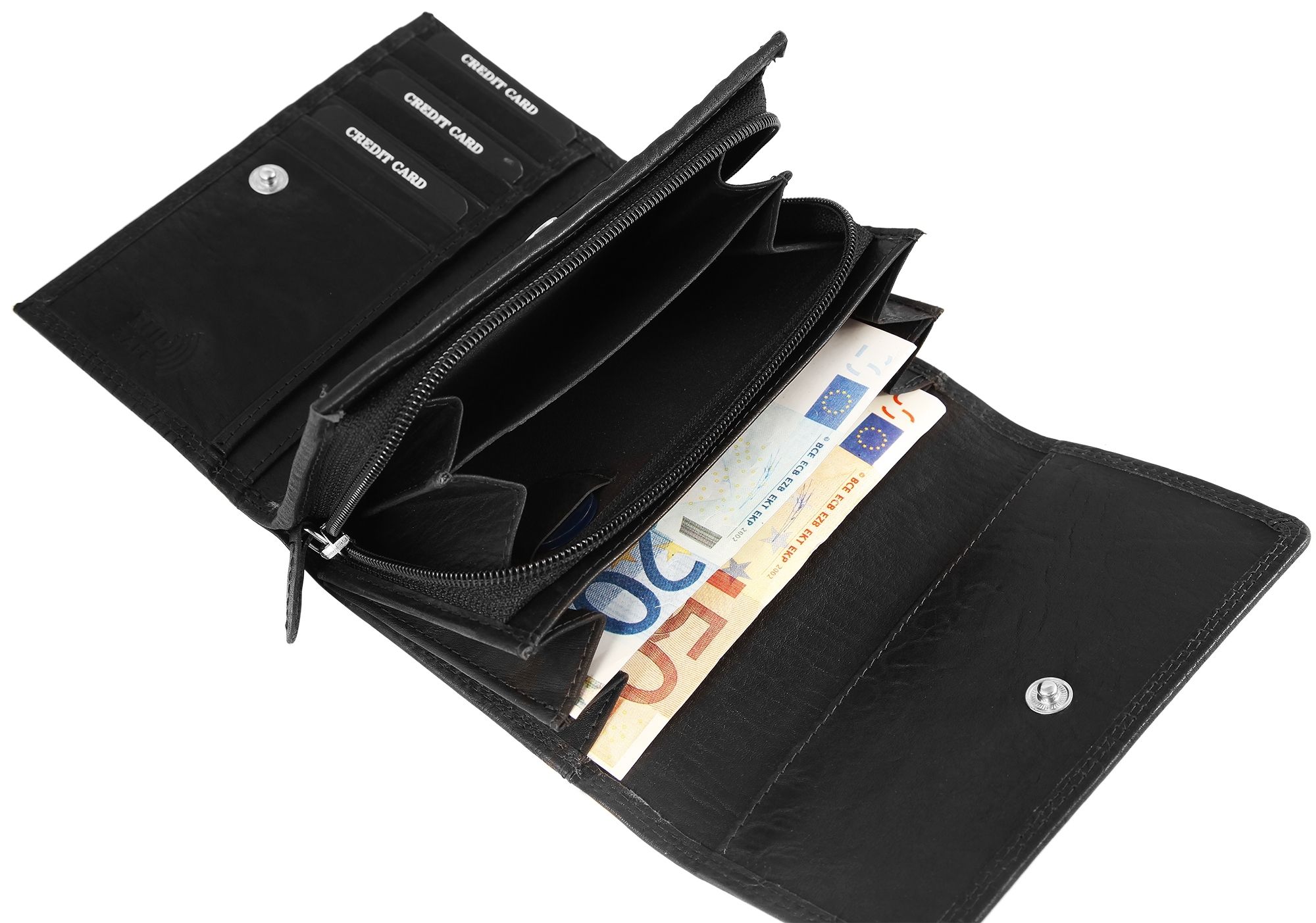 Leonardo Verrelli Damengeldbörse aus Echt Leder in schwarz