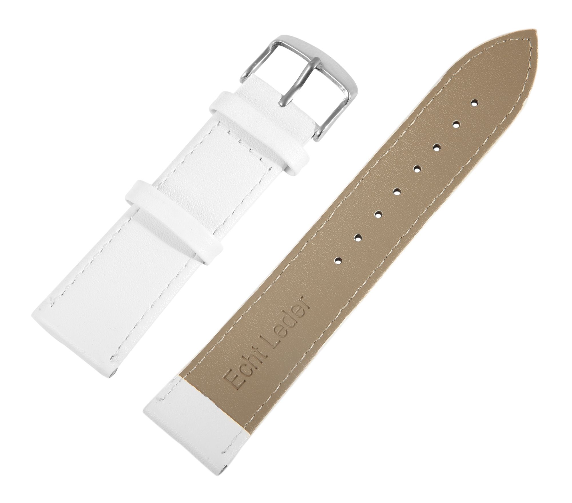 Echtleder-Uhrenarmband, weiß, 20 mm
