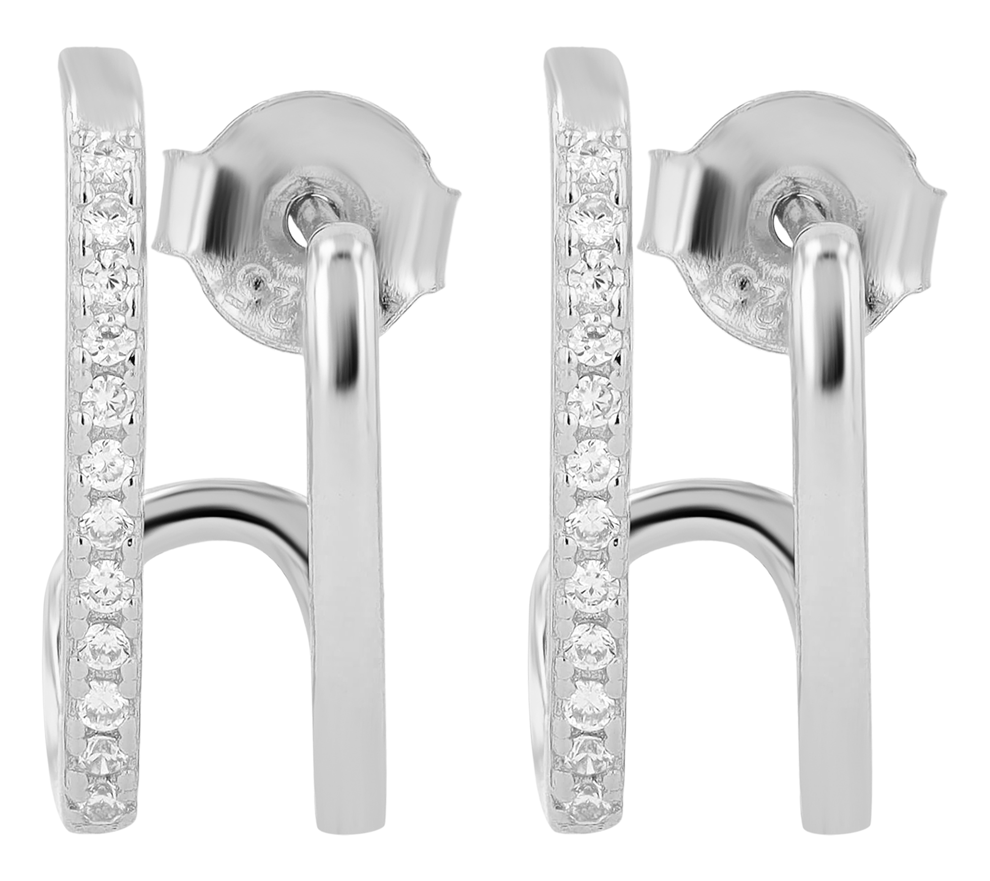 "Luisa" 925/- Echt Silber Halbcreole, Zirkonia, Zirkonia, rhodiniert