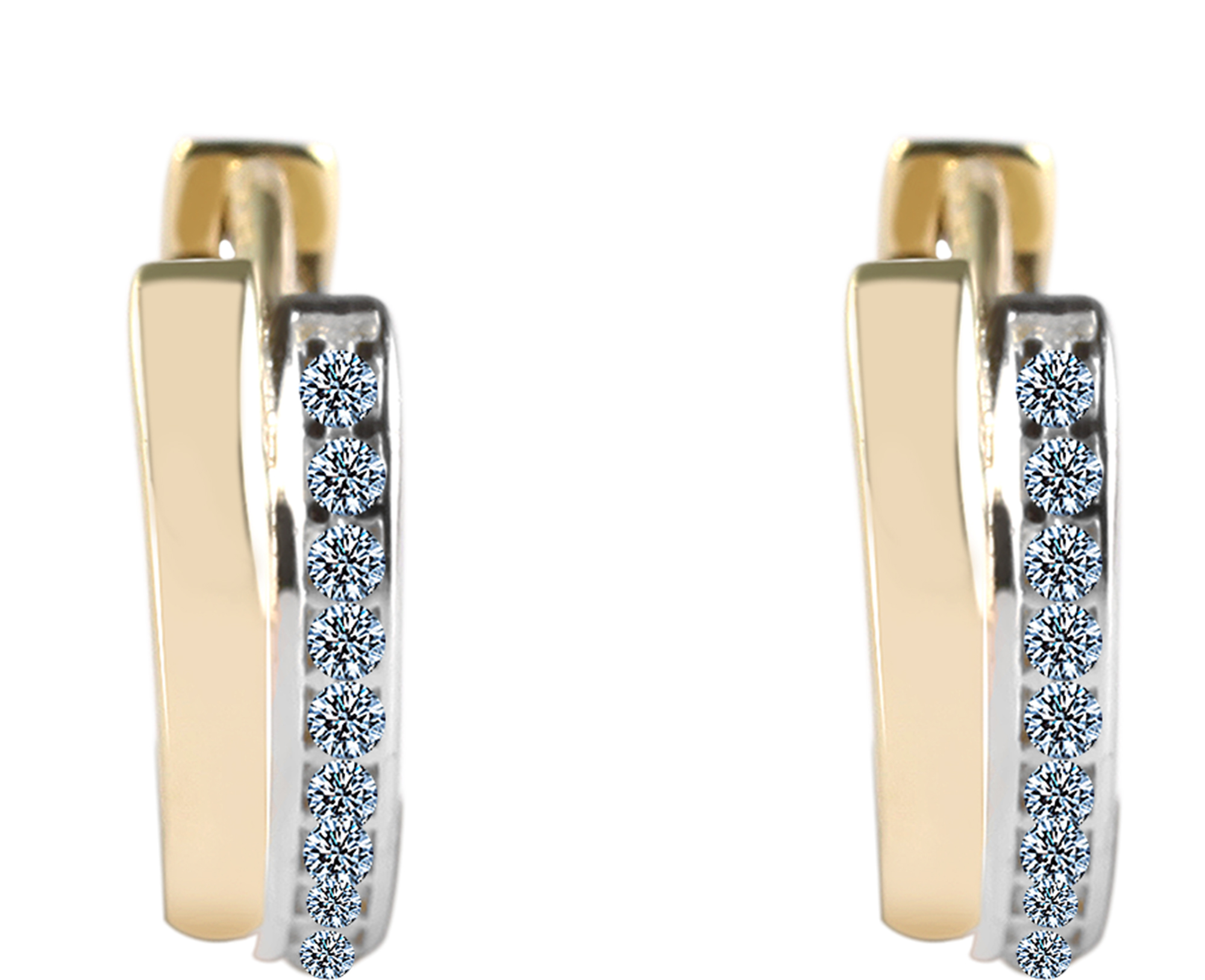 375/- Gold "Alina" Klapp-Creolen mit Zirkoniabesatz, 9 Karat, Gelbgold