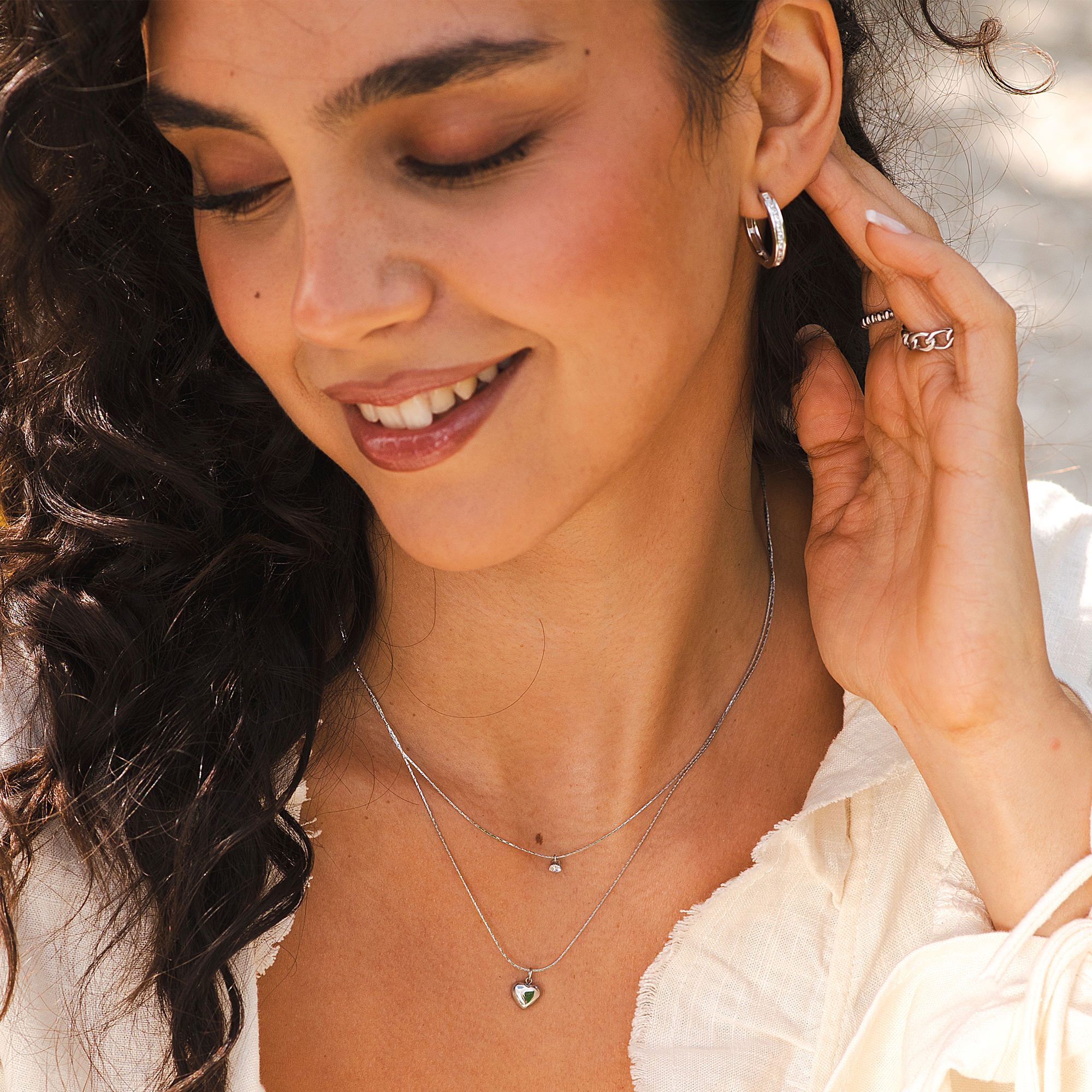 "Simarong" 925/- Echt Silber Creolen Ø 16 mm, mit Zirkonia, rhodiniert