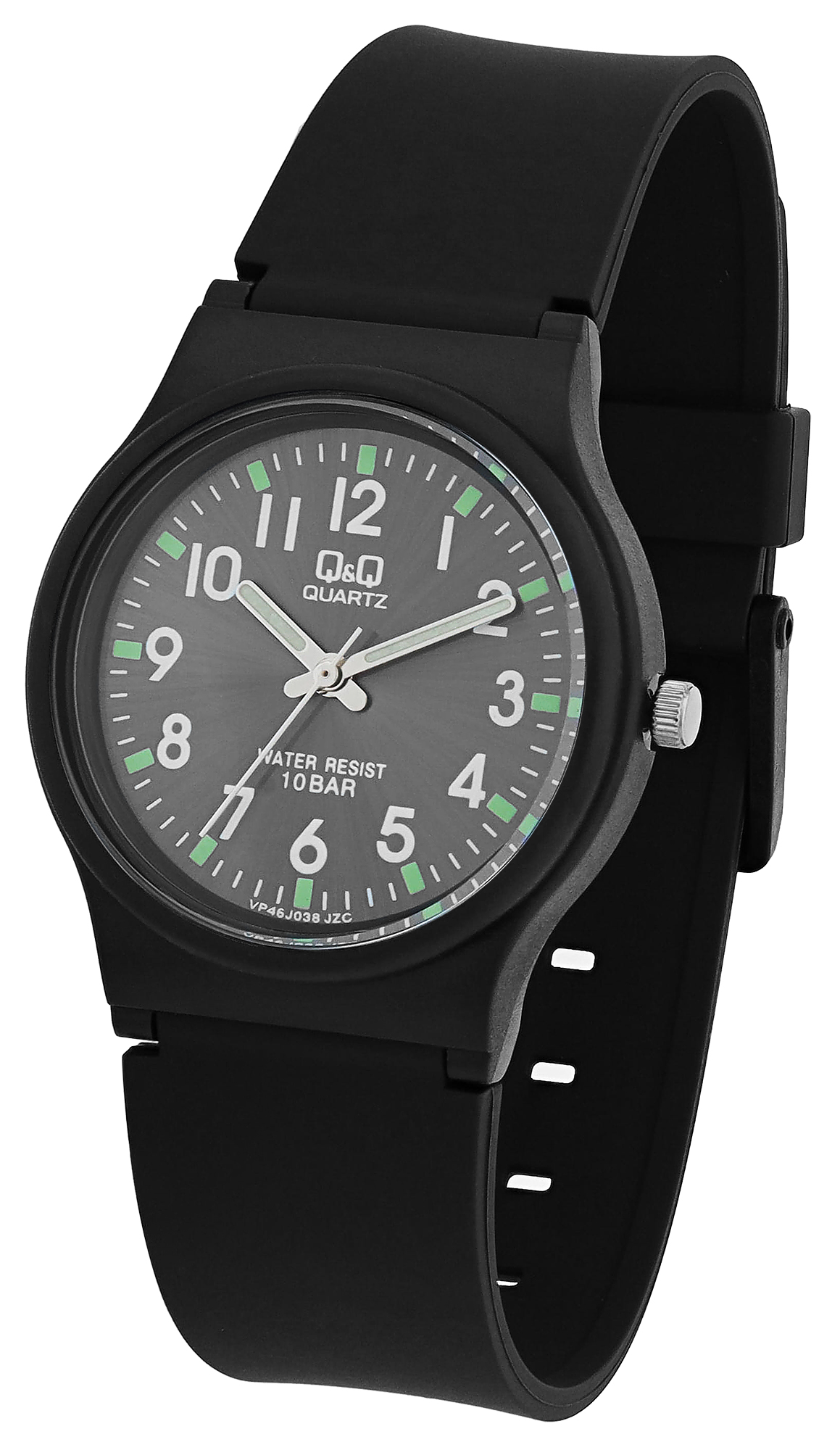 Q&Q Herrenuhr mit Silikonarmband, 10 BAR, schwarz