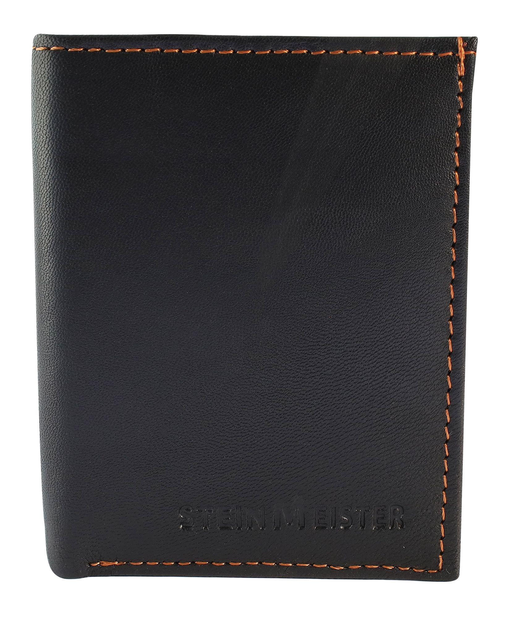 Steinmeister Mini-Geldbörse aus Echtleder, Hochformat, schwarz/braun