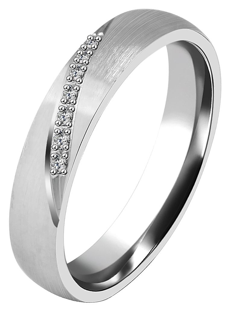 925/- Echt Silber Partnerring "Emilia" für Damen, Zirkoniabesatz, rhodiniert, Gr. 52