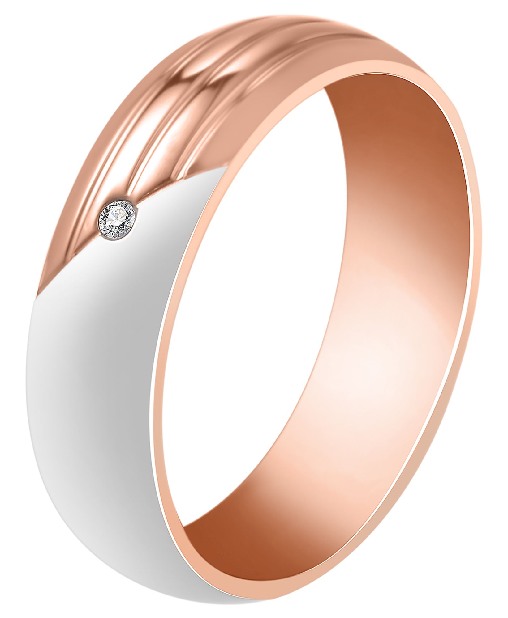 Akzent Damen-Partnerring, Edelstahl, Similibesatz, silber- & roségoldfarben, Gr. 48