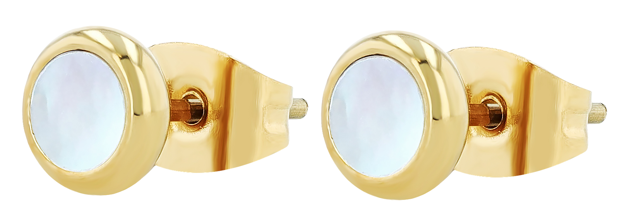 "Sunday" Edelstahl runde Ohrstecker Ø 6 mm, goldfarben/ Perlmutt