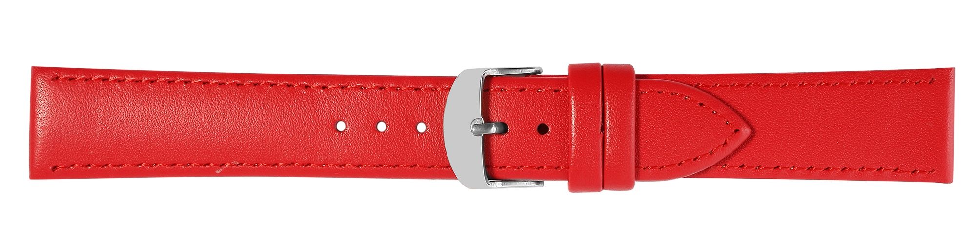 Uhrenarmband aus Echtleder, genäht, rot, 26 mm