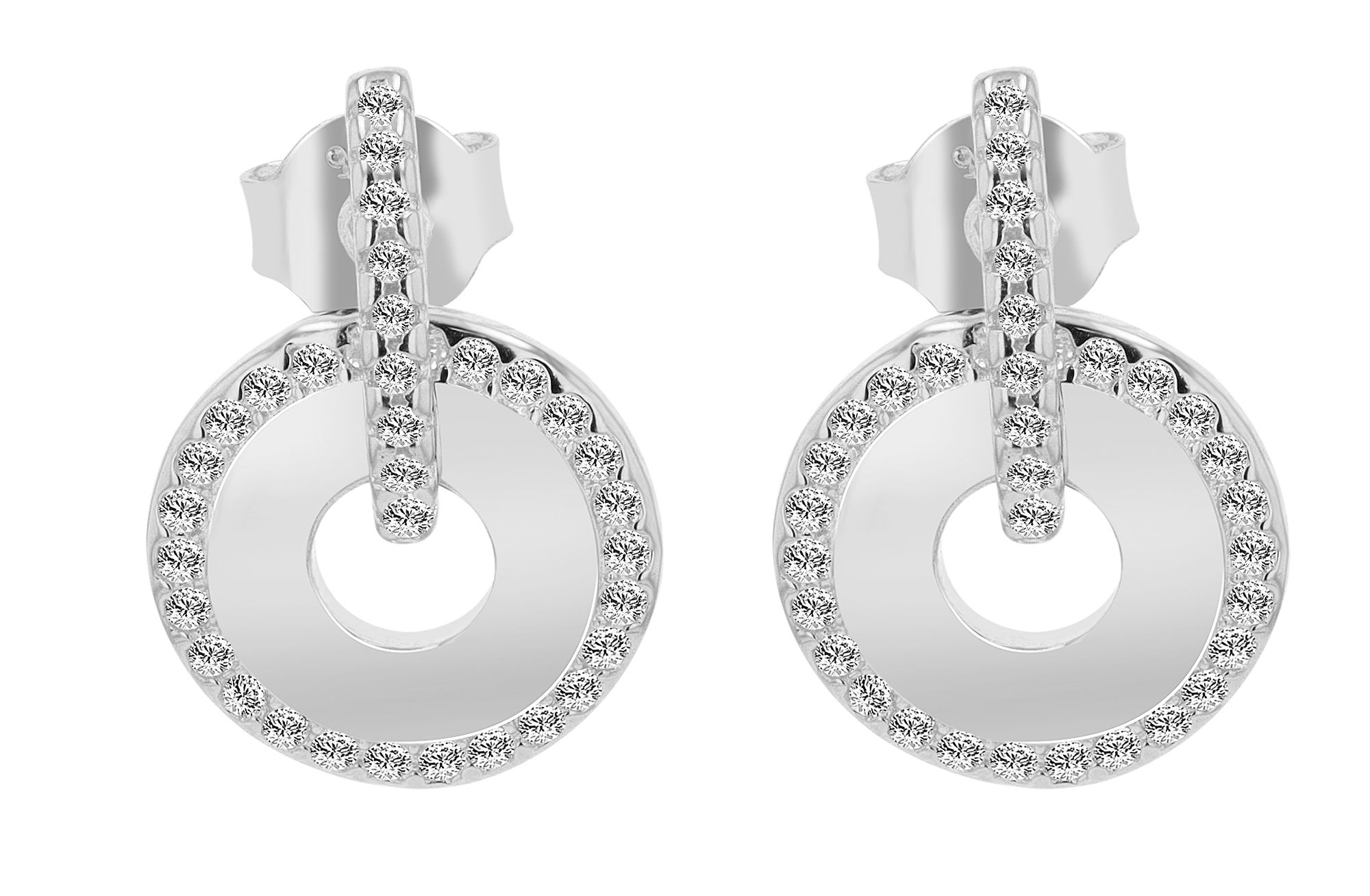 "Jiana" 925/- Echt Silber Ohrstecker mit Anhänger, Zirkon, rhodiniert