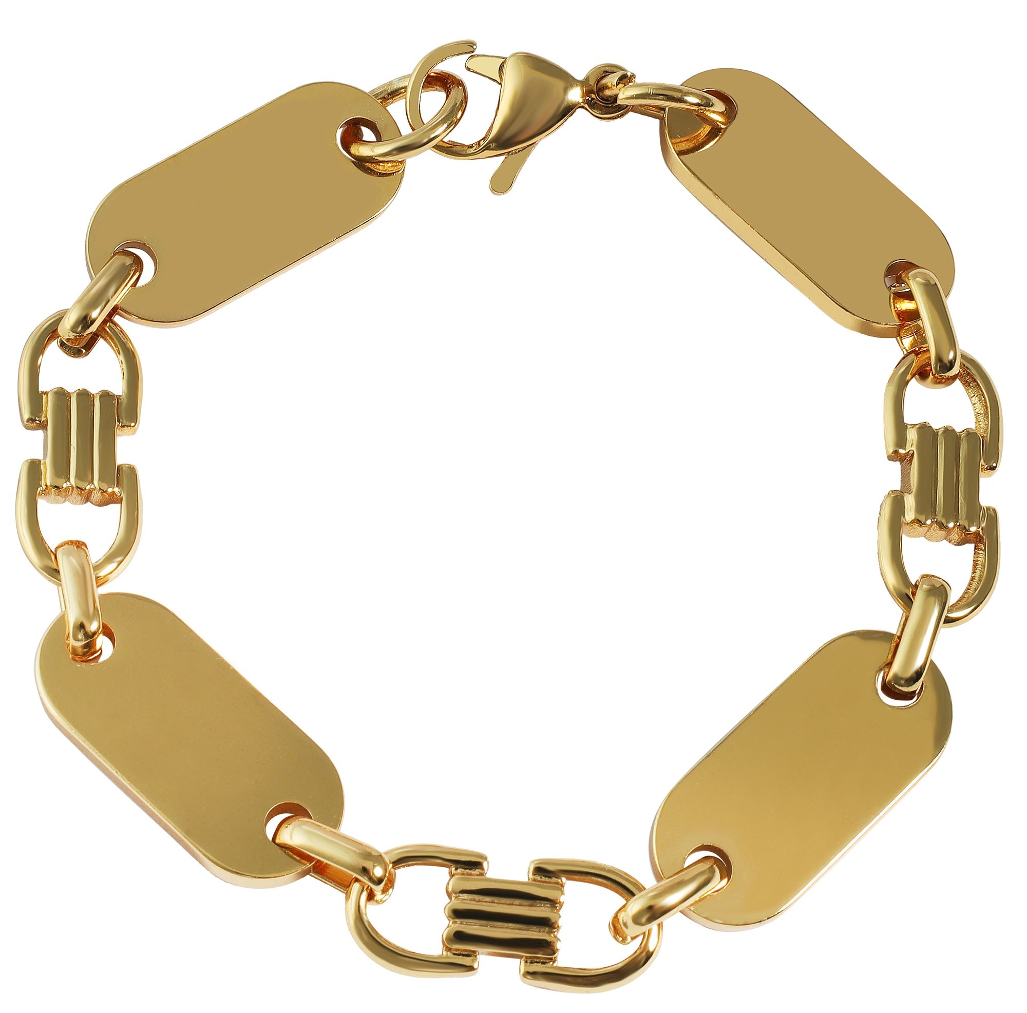 "Isa" Edelstahl Plattenarmband, goldfarben, 19 cm/ 10mm