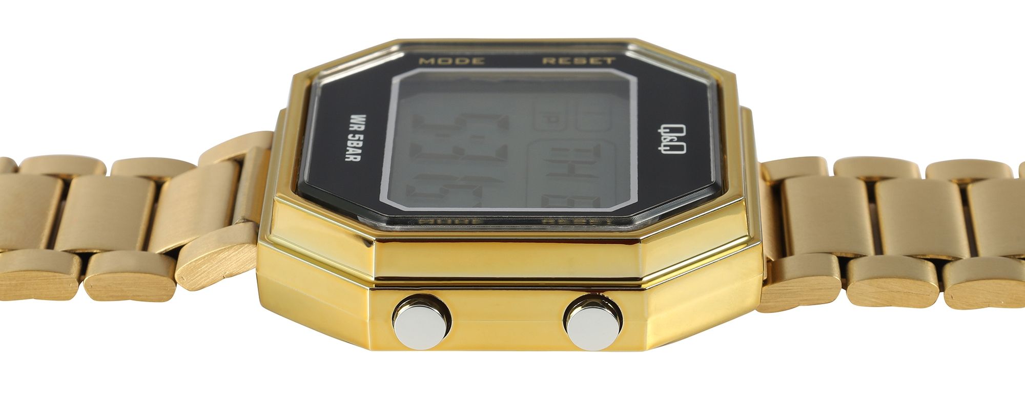 Q&Q Digitaluhr mit Gliederarmband, 5 ATM, goldfarben