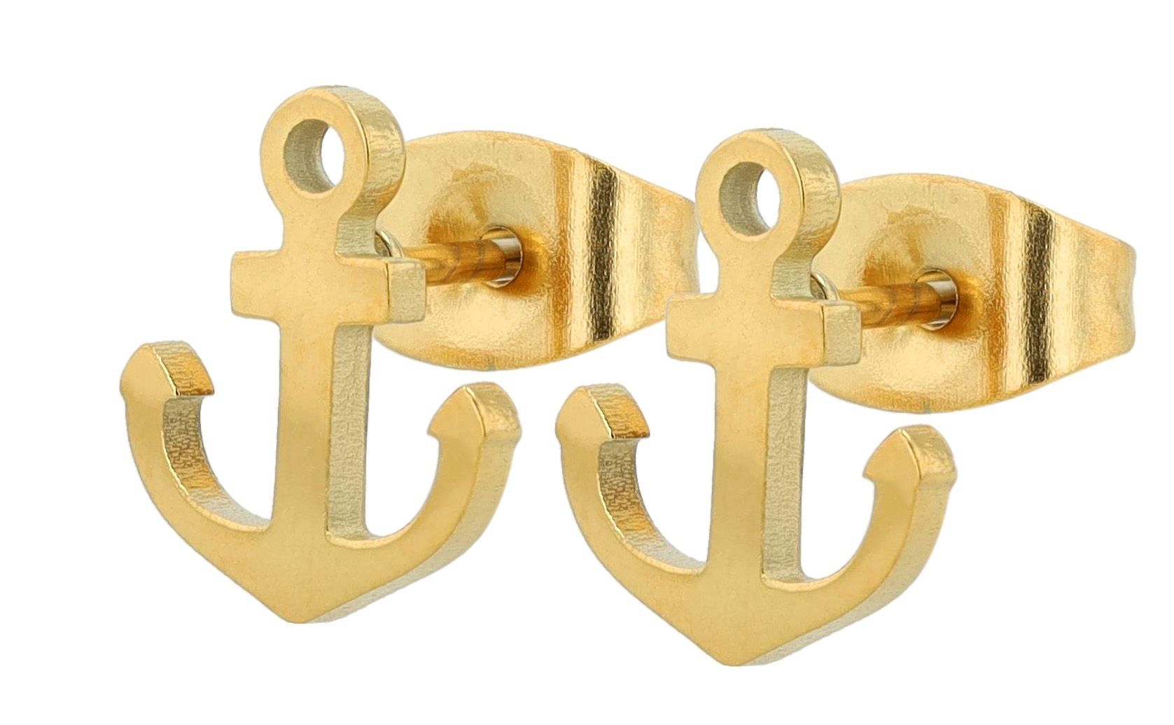 "Niall" Edelstahl Ohrstecker - Anker, goldfarben