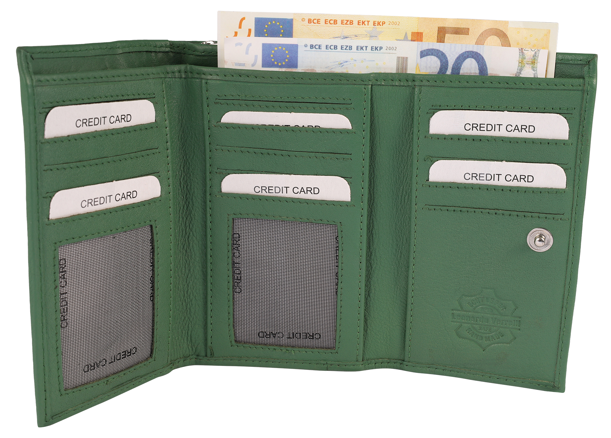 Leonardo Verrelli Echtleder (DDM) Damen Geldbörse, RFID, Querformat