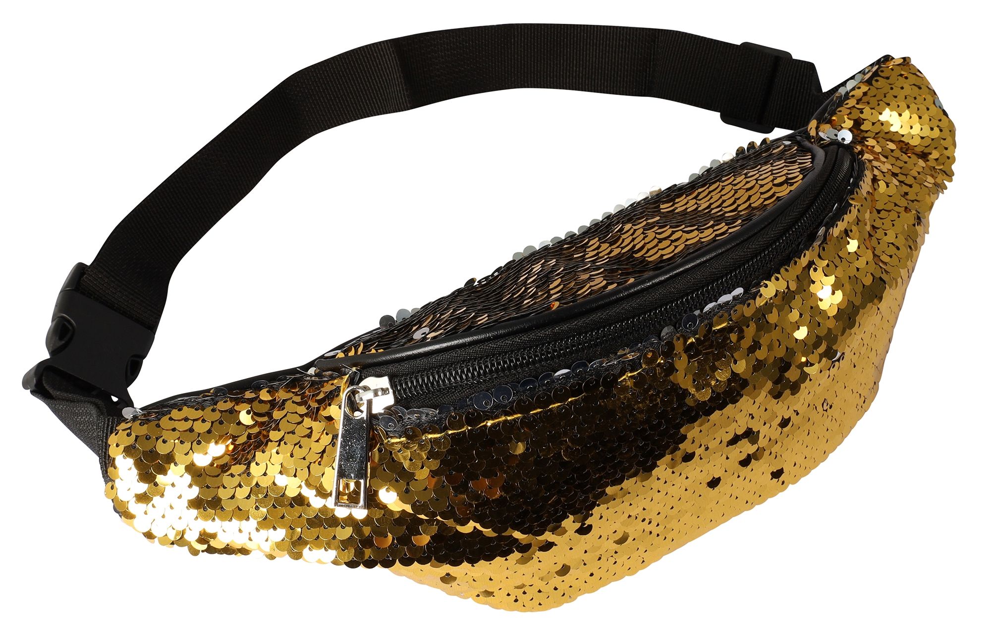 Gürteltasche mit goldfarbenen Pailetten