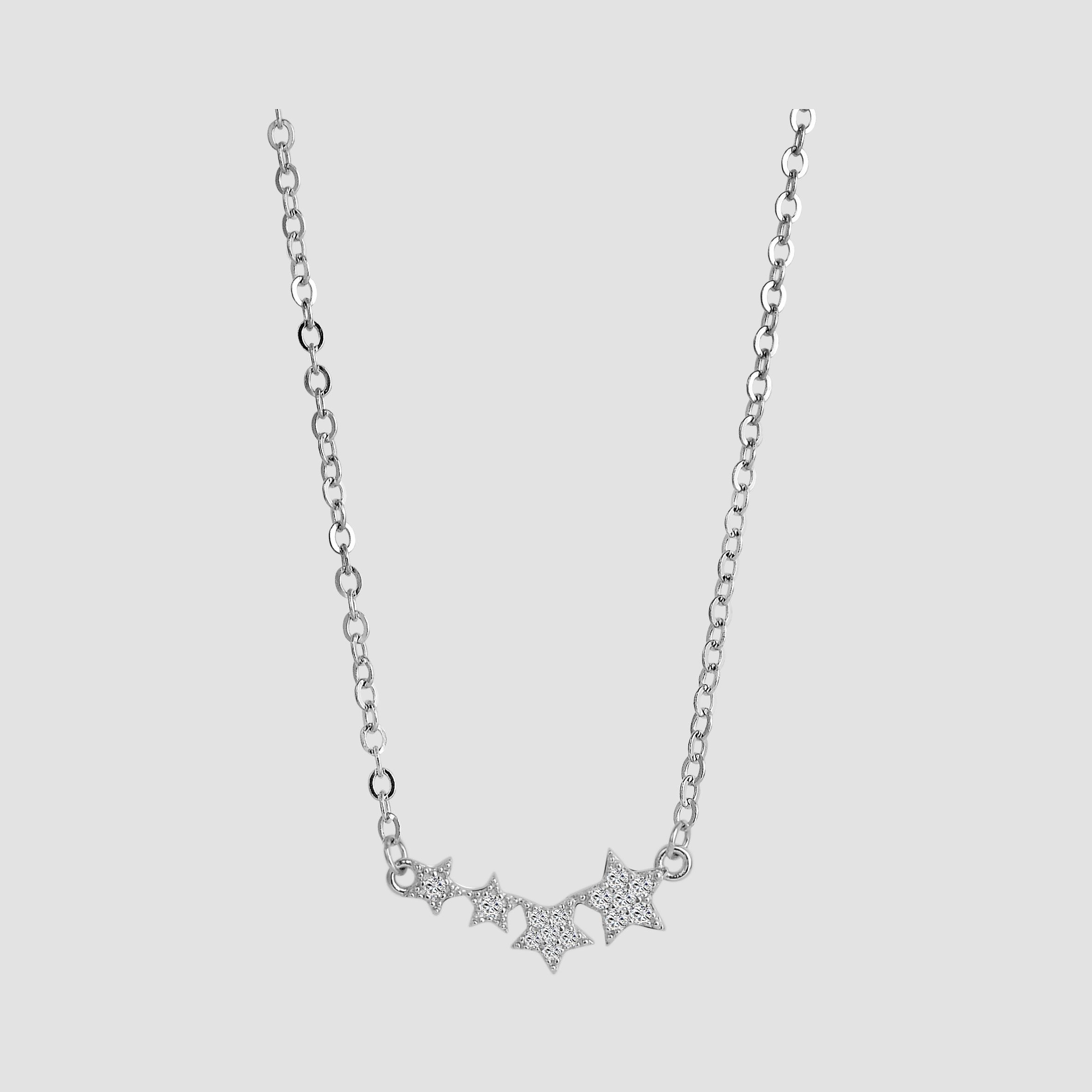 925/- Echt Silber Halskette mit Sternmotiven "Helena", 925/rhodiniert