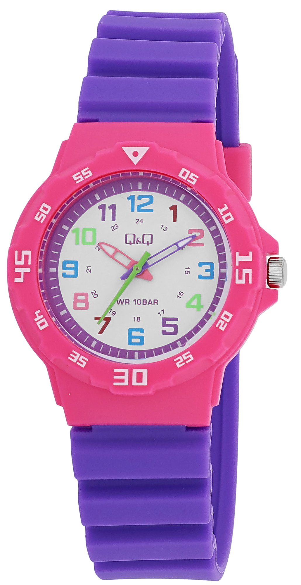 Q&Q Kinder/ Mädchen, Uhr mit Silikonarmband, Ø 33 mm, lila/ pink