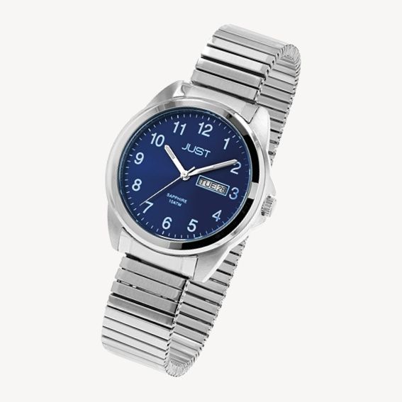 JUST "Majivi" Herren Edelstahuhr mit Edelstahlzugband, 10 ATM, blaues ZB