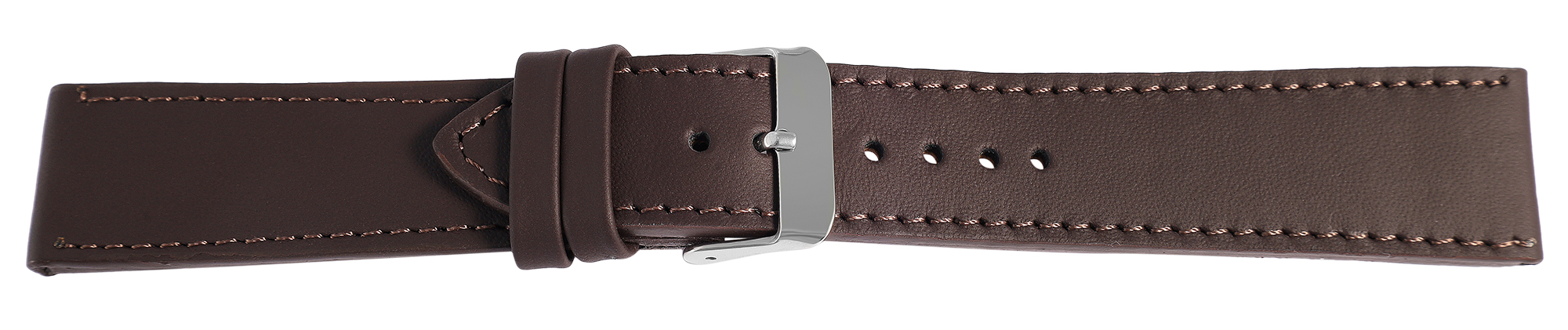 Echtleder Uhrenarmband, dunkelbraun, flach, VE-6, 20 mm