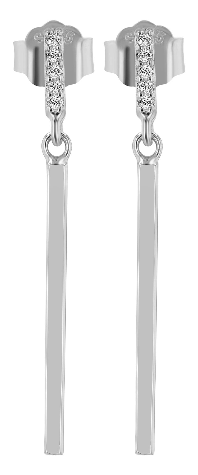 "Marah" - Ohrstecker mit Hänger, 925/- Echt Silber, silberfarben/ rhodiniert