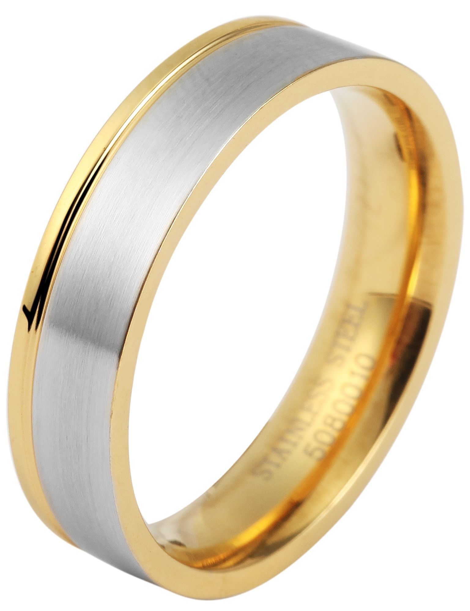 Akzent Partnerring für Herren, Edelstahl, bicolor, Gr. 58