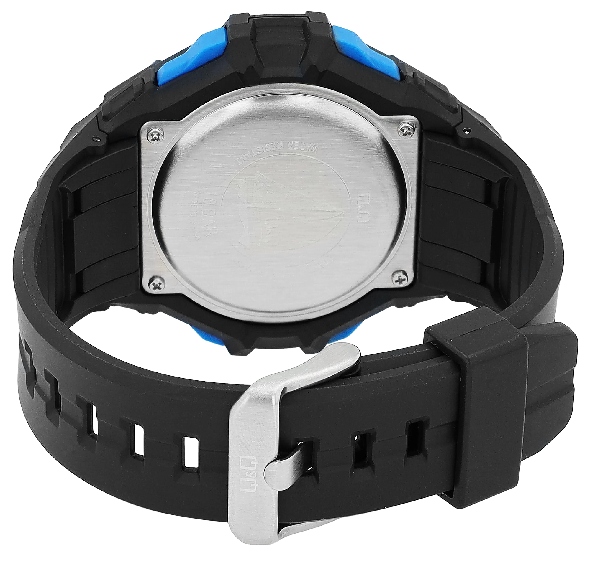 Q&Q Herren Digitaluhr, Silikonarmband, multifunktion, schwarz/blau