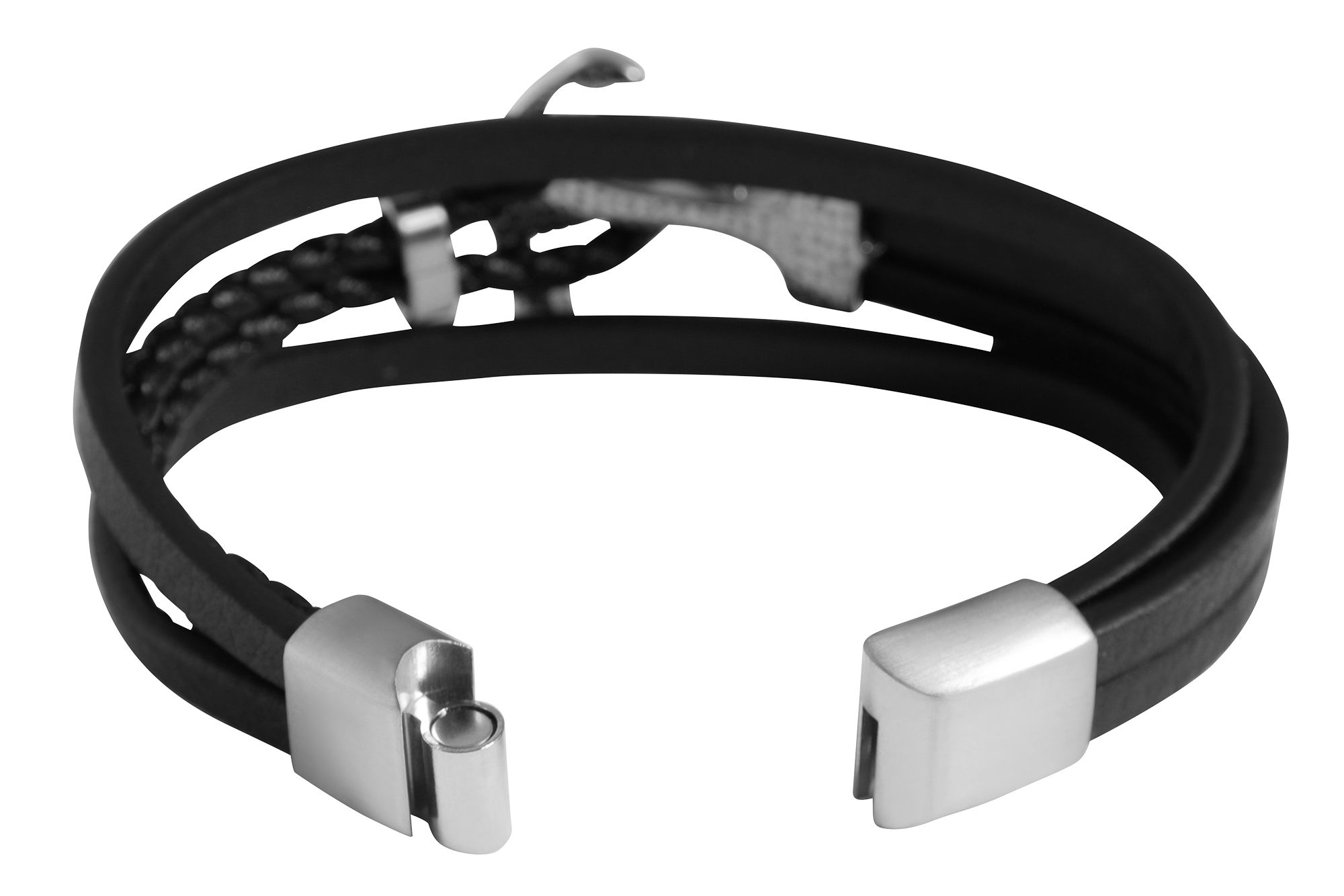 "Vidar" - 21 cm, Anker, Armband aus Lederimitat, VE 4